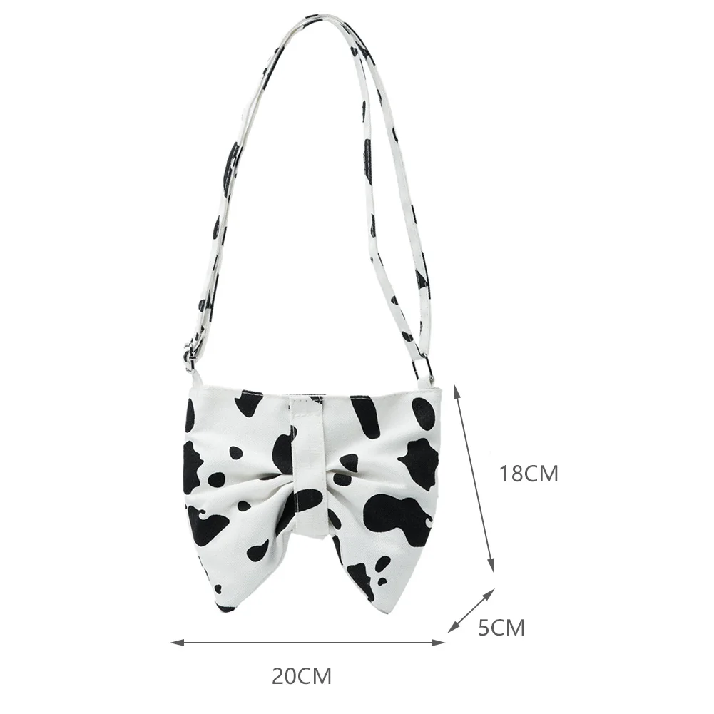 

Fashion Women Animal Pattern Printing Canvas Bowknot Shoulder Crossbody Messenger Bags Casual Ladies Small Purse