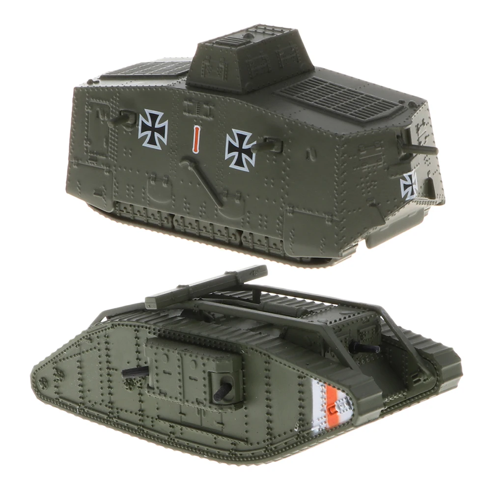 

1/100th Diecast British MK.IV Male Tank German A7V WWI Model
