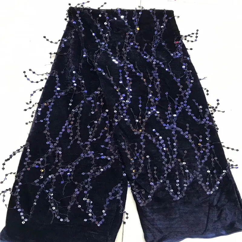 

NaXiu African Velvet Sequins Lace Fabric 2020 High Quality Lace French Tulle Lace Fabric For Women Party Dress