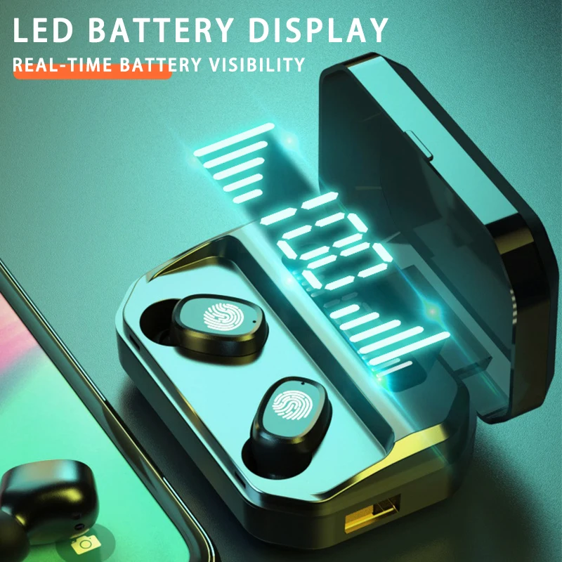 

TWS-206 TWS беспроводные наушники Bluetooth 5,0 9D дисплей водонепроницаемые наушники гарнитура для режима «свободные руки» спортивные наушники с мик...