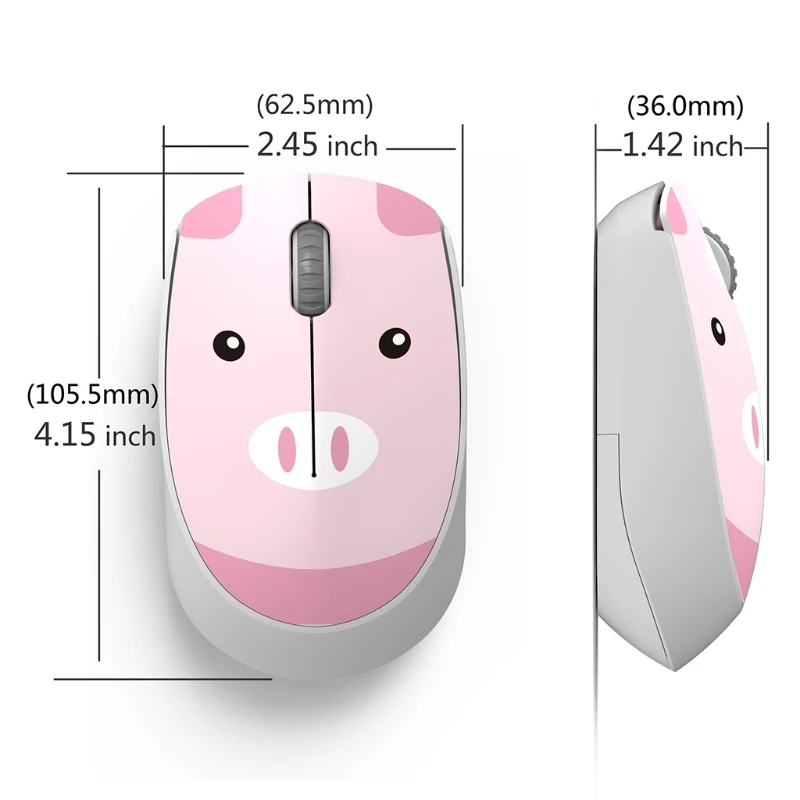 

B2EF Cute Wireless Mouse USB Mini Rechargeable Gift Cartoon Computer Silent Click Mice for Kids