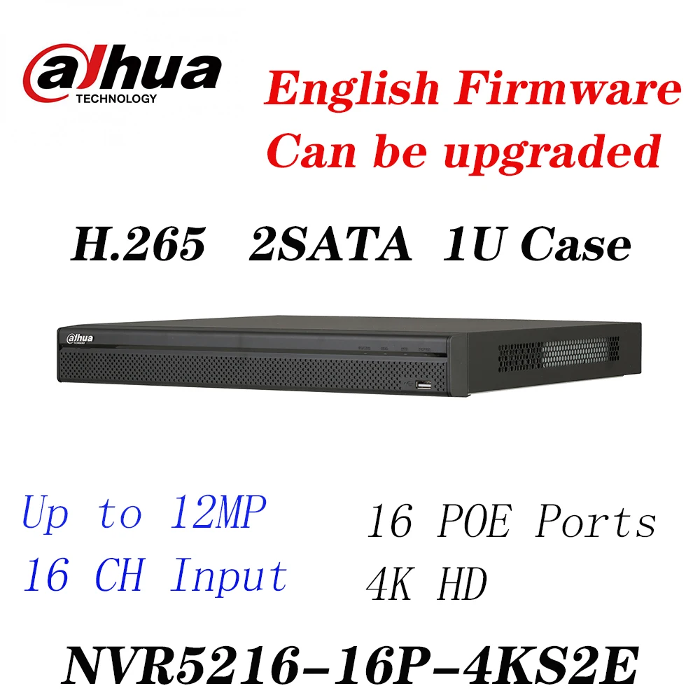 DHL Доставка Dahua оригинальный английский NVR5216-16P-4KS2 H.265 16CH 1U 16PoE порты 4 к сетевой