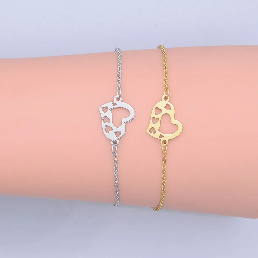 100% браслет из нержавеющей стали с очаровательными сердечками для женщин оптовая