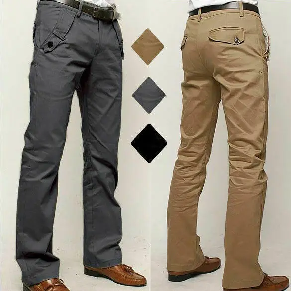 

Mens Casual Pants Straight Trousers Slim Formal Business Work Office Bottoms