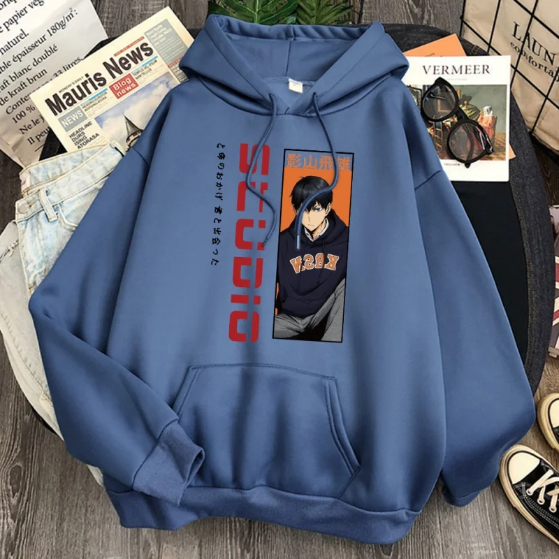 

Kageyama Аниме haikyuu casaco masculino с капюшоном, принт случайный манга comprida roupa folgada, комфортный винтажный.