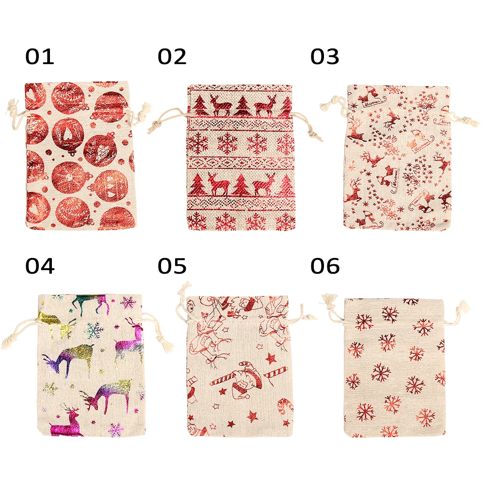 Веселый Рождественский мешочек из натурального джута подарочная упаковка