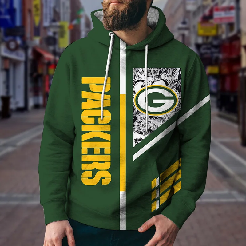 Sudadera con capucha de gran tamaÃ±o para hombre y mujer, chaqueta con estampado 3D del equipo de fÃºtbol Green Bay Packers, blusa de felpa con capucha, sudadera americana