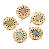 5pcslot stainless steel bohemia natural stone star medal charms for diy women necklace jewelry making pendant supplies
