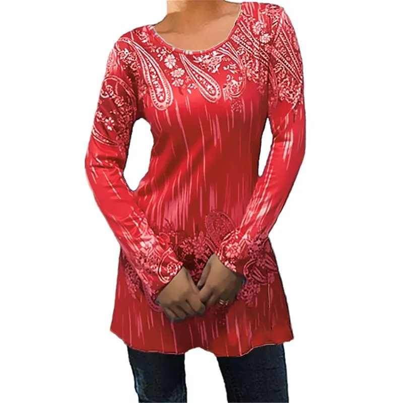 

Women Blouse 2020 Spring Autumn Tops Plus Size 4xl 5xl Casual Tunic O-neck Print Shirts Fashion Womens Long Sleeve Blouses Blusa