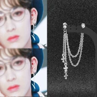 2021 new arrival punk stainless steel ear clip cuff bone earrings for women and men hip hop piercing hoop earring couple jewelry