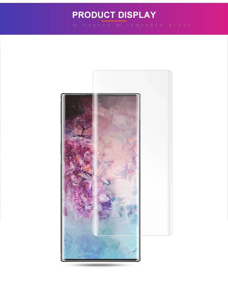 20D для samsung S8 S9 S10 Plus УФ-стекло протектор экрана с разблокировкой отпечатков пальцев для samsung Note 10 Pro 8 9 S7 окаймление стеклянная пленка