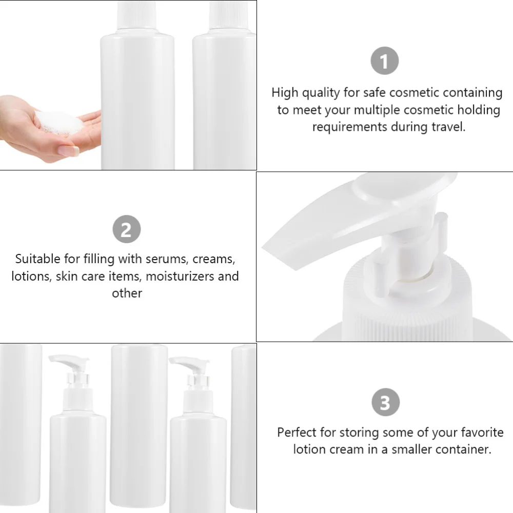 

5pcs Empty Pump Bottle Shampoo Bottles Clear Travel Lotion Container