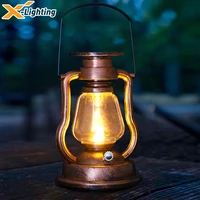 retro solar kerosene lamp led horse lamp outdoor portable charging camping lamp