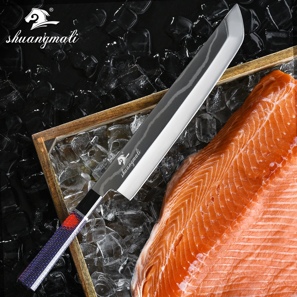 Японский нож сашими 11 дюймов кухонные резцы из Дамасского лосося 33 слоя острый