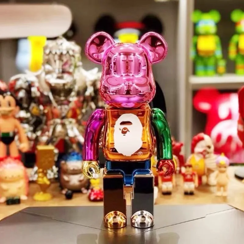 

Sudo 400% 28CM Bearbrick Colorful plating With the gear Action Figures Cartoon Blocks Bear Dolls Correct version