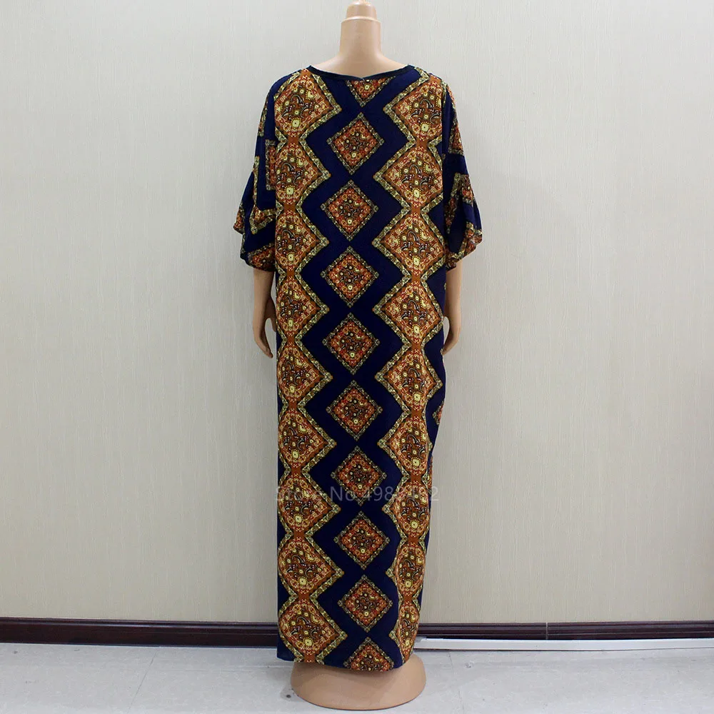 

African Fashion Dashiki Print Dresses Women Bazin Cotton Female Clothes Robe Hijab Set Maxi Plus Size European American Clothing