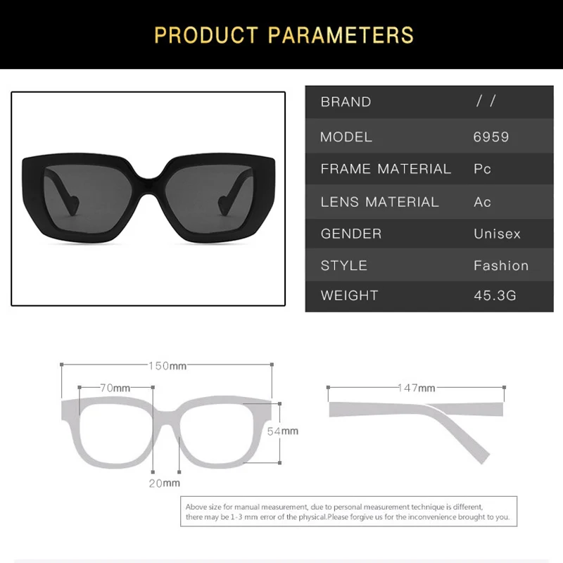 

Portable Fashion Sunglasses Personalized Thick-Rimmed Glasses Lightweight Sun Glasses for Women and Men PR Sale
