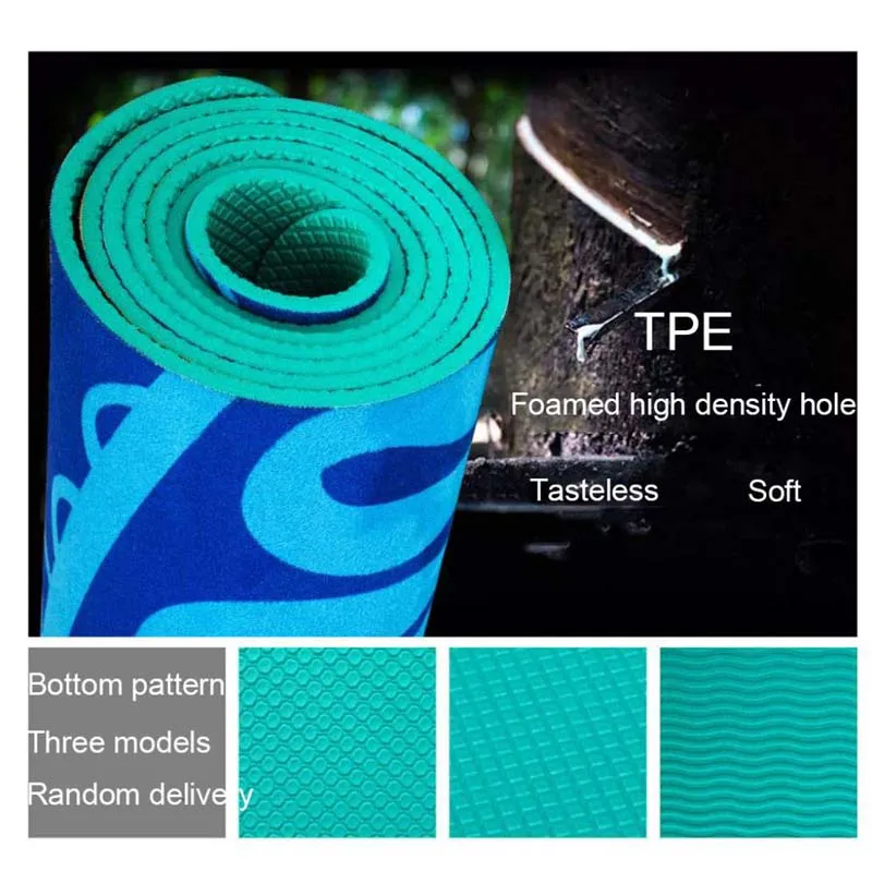 Нескользящий замшевый коврик для занятий йогой из ТПЭ с узором лотоса 5 мм | Спорт