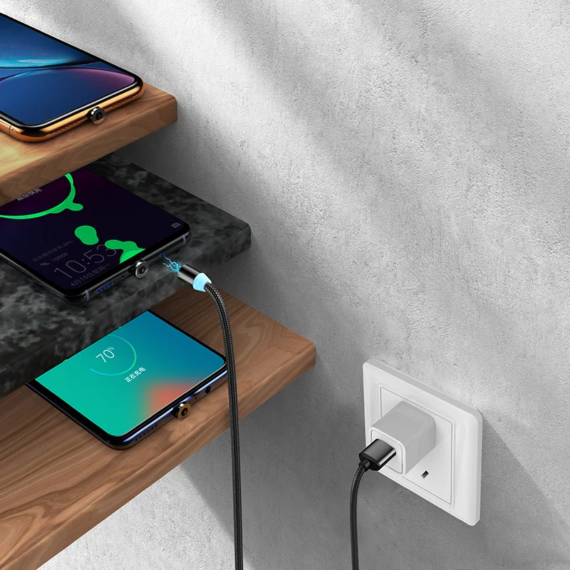 1 м 2 светодиодный Магнитный зарядный кабель Micro USB для iPhone 11 Pro Max XR магнитное