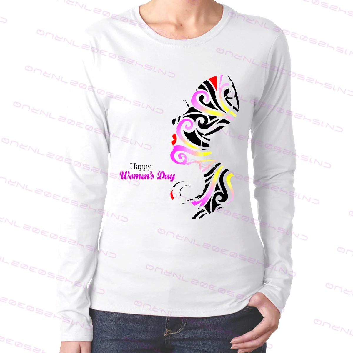 

International Womens Day Happy Fashion women's slim long sleeve T-shirt