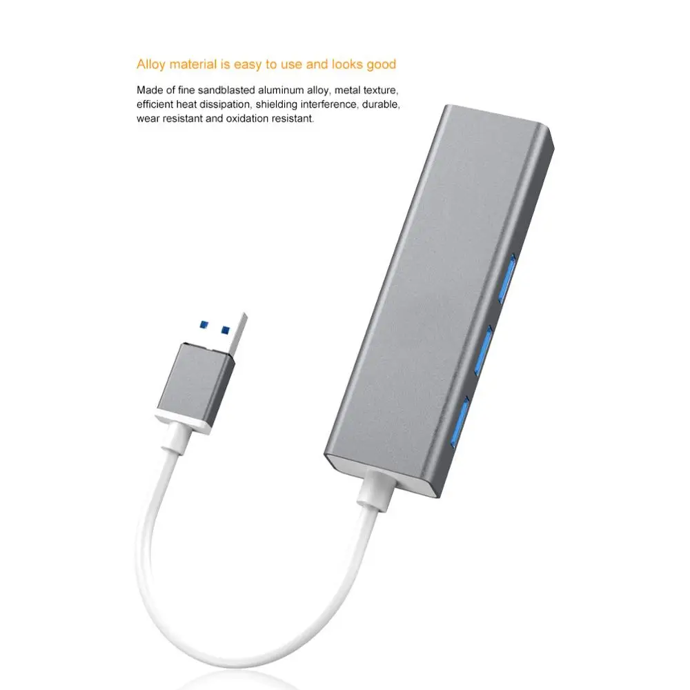 Usb-концентратор Мульти USB 3,0 usb-хаб высокоскоростной 3 порта с usb-кабелем RJ45 сетевая карта для ПК ноутбука Компьютерные аксессуары