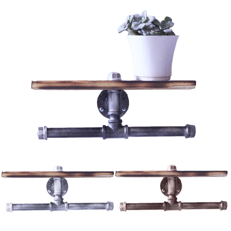 

Industrial Toilet Paper Holder with Wooden Shelf Wall Mounted Tissue Roll Hanger