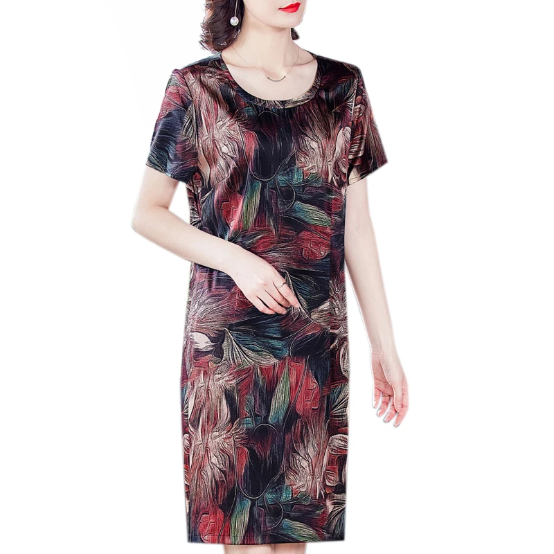 

COIGARSAM 4XL Plus Size Short Sleeve Women dress Dresses Red Restoring Ways 9906
