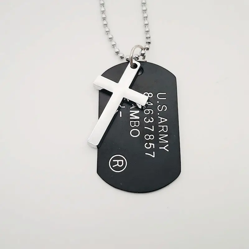 316L Нержавеющая сталь Крест & Dog Tag кулон Цепочки и ожерелья мужские легкие Мода