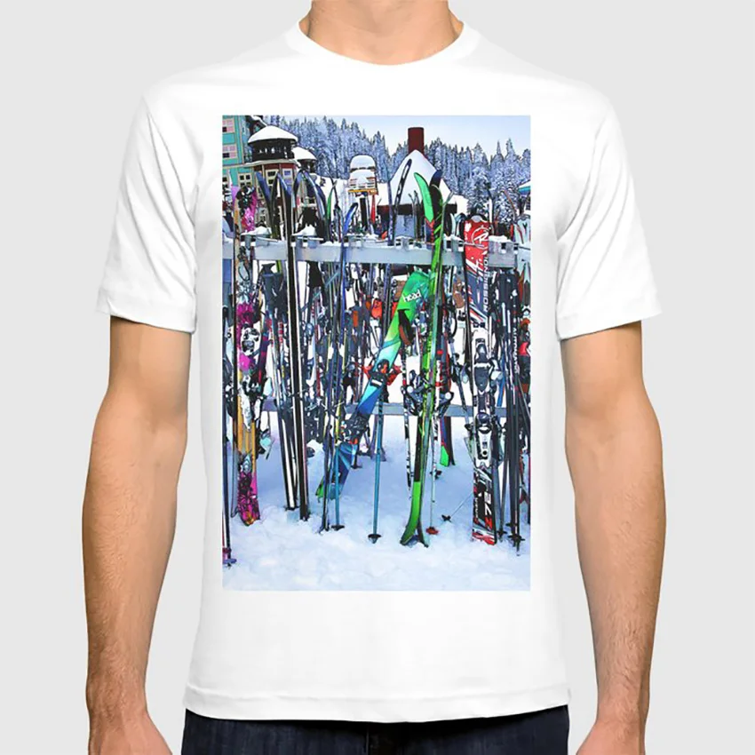 Лыжные Вечерние и лыжные палки Футболки Лыжи зимние спортивные лыжи склоны горы