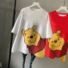 Женская футболка с 3D принтом Disney в стиле Харадзюку, повседневный летний топ с мультяшным принтом медведя, Женская свободная футболка, милая футболка, топ