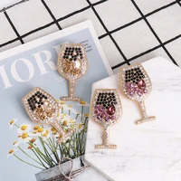 juran shiny classic rhinestone crystal earring brincos simple geometric red wine cup drop earrings for women girls jewelry gifts