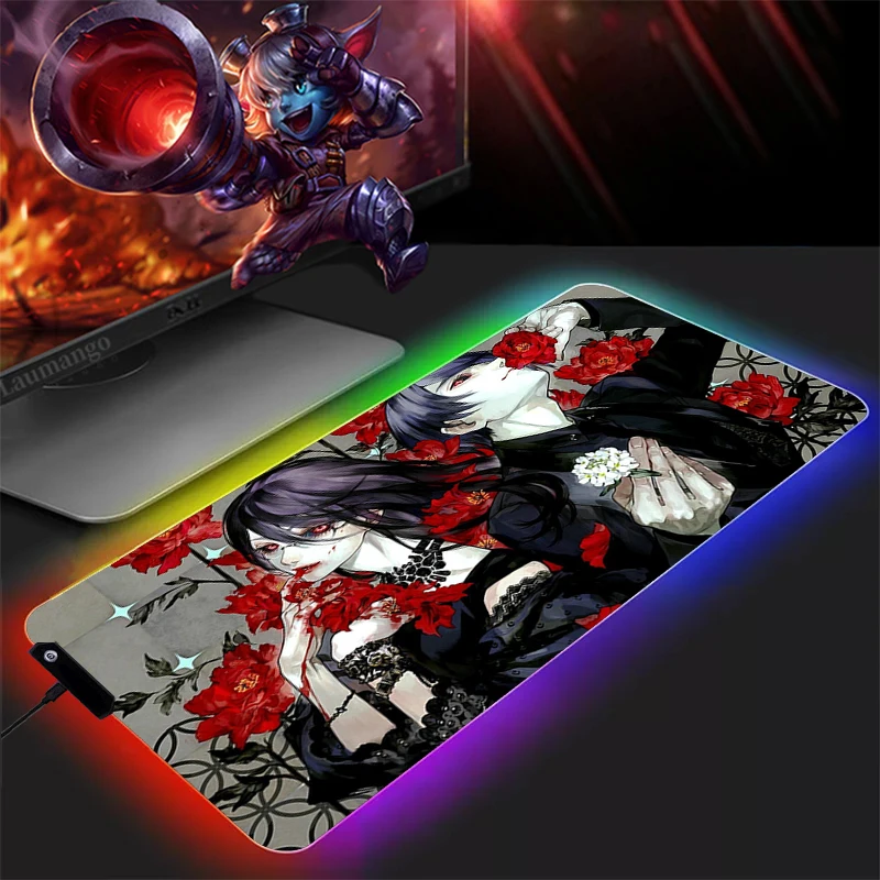 

Коврик для мыши Varmilo, игровой коврик для мыши RGB, Токийский Гуль, аниме, коврик для ноутбука, геймера, настольные геймеры, аксессуары для ПК, ге...