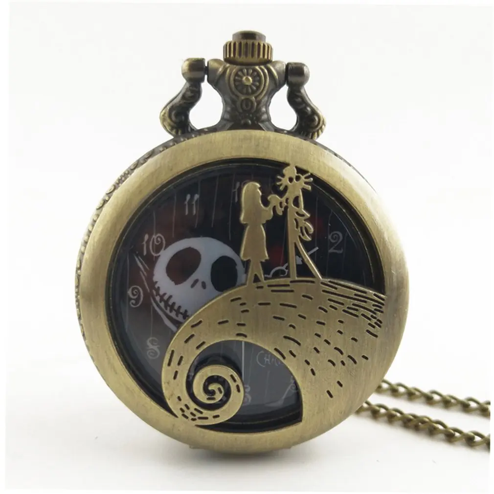 Рождественская ночь винтажные античные кварцевые карманные часы с круглым