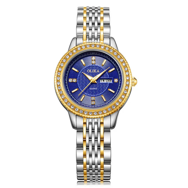 Hot Cross Border Watch Men's Fashion Diamond Inlaid Couple's Watch Waterproof Stainless Steel Quartz Watch 2021 New Women's Hair