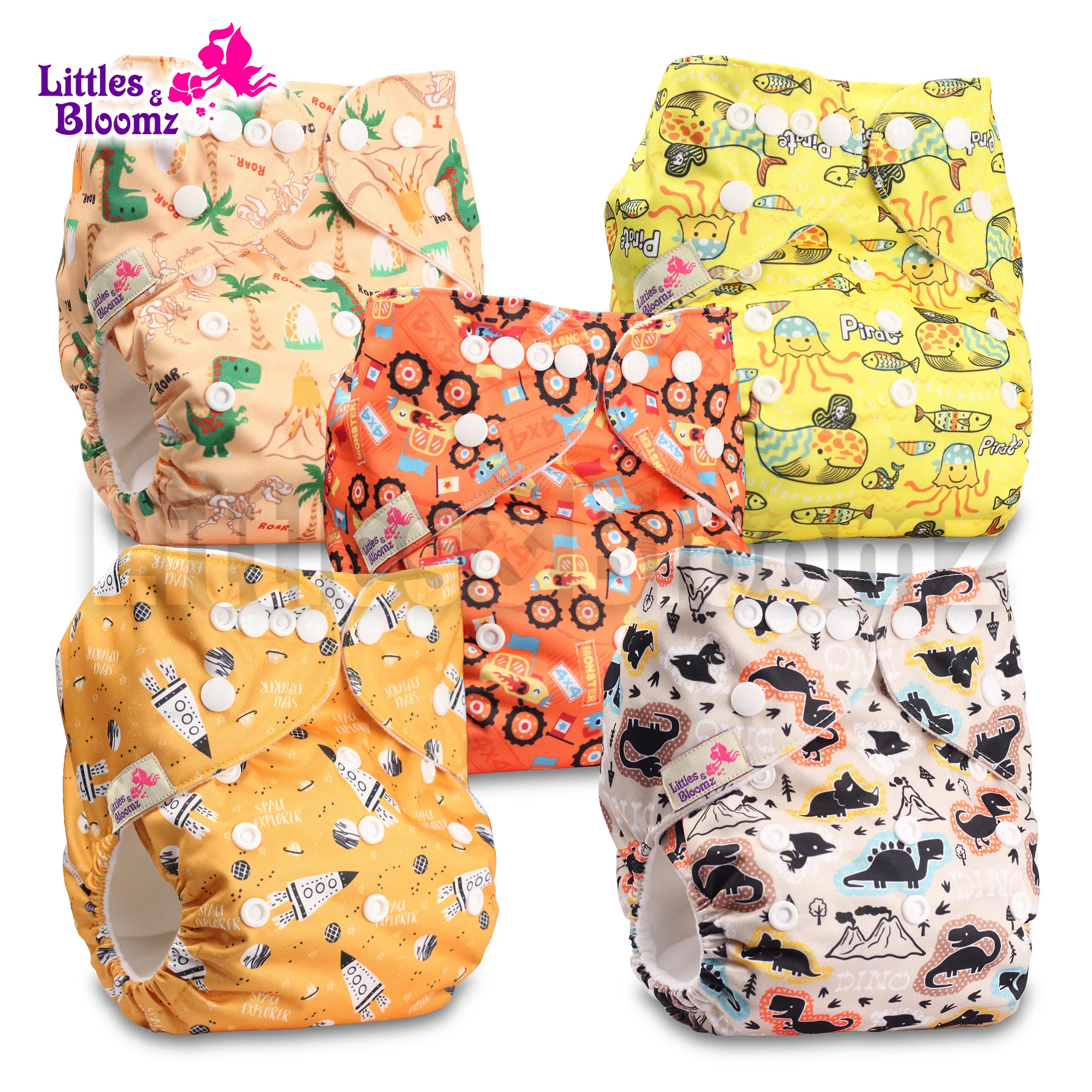 [Littles &amp Bloomz] 5 шт./компл. детские моющиеся многоразовые подгузники из натуральной