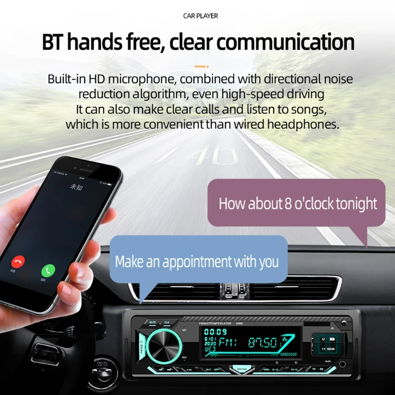 

Colorful Lighting FM Radio Dual USB Handsfree Call U Disk Car Player Mp3 Music Stereo Adapter Bluetooth-compatible Radio