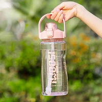 large capacity water bottle with scale outdoor sport travel portable plastic kettle leak proof water cup with bullet cover