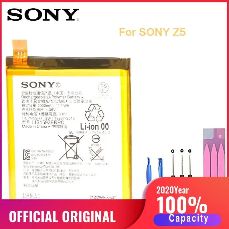 Оригинальная запасная батарея для SONY Xperia Z5 E6883 LIS1593ERPC E6633 E6653 E6683 E6603 натуральная