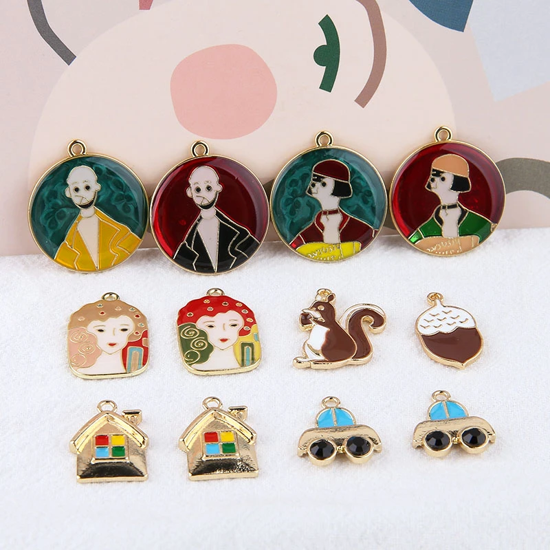 10 шт. сплав забавная голова белка мультфильм кулон сосновый конус дом автомобиль