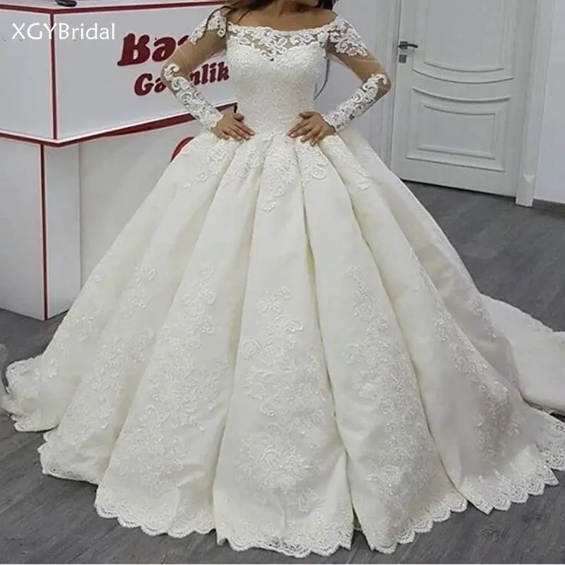 

Новое поступление, Роскошное винтажное Атласное Бальное Платье Vestido De Noiva, свадебные платья, белое платье с вырезом лодочкой