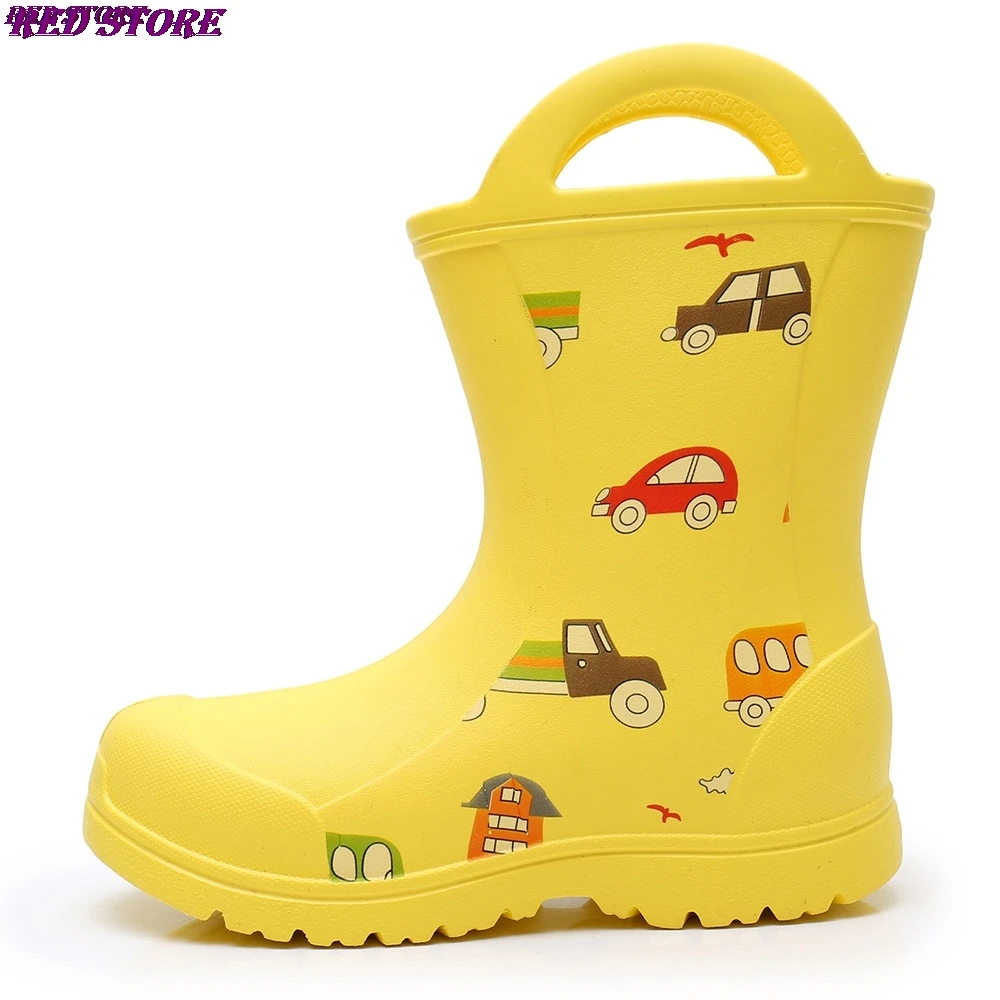 

Apakowa Kids EVA Rain Boots Waterproof Rainy Day Unisex Water Boots Toddler Cute Cartoon Print Rain Boots for Children's Shoes
