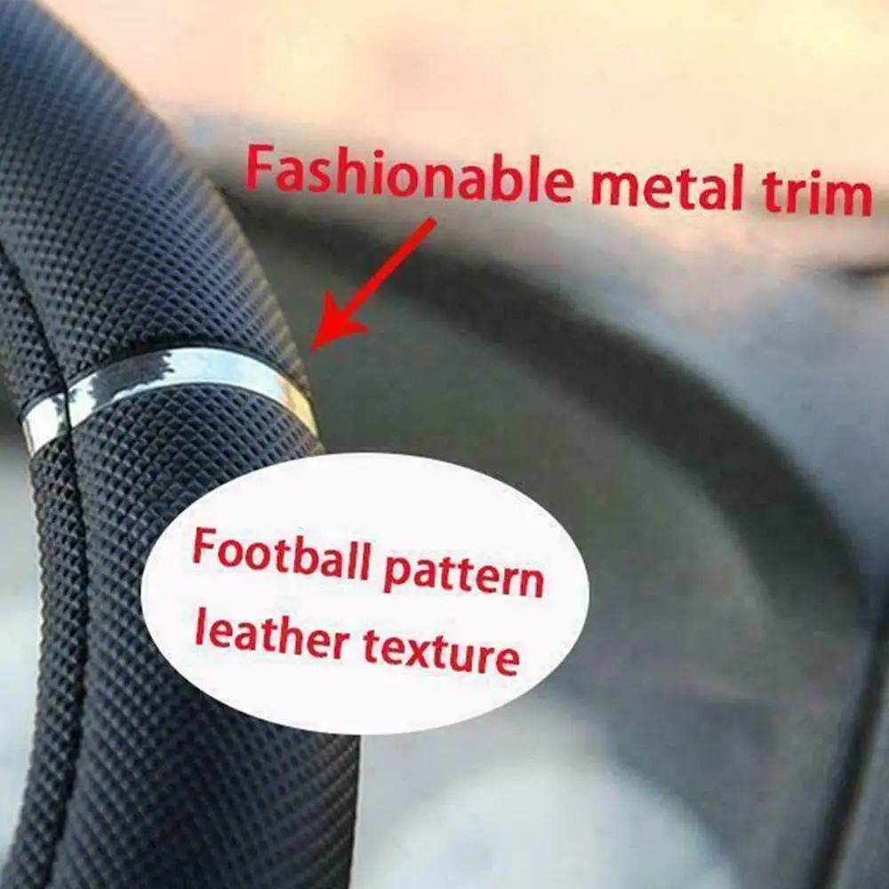 

Reflective Pu Leather Steering Wheel Cover Glove Soft Fit Van Universal Car Wheel Auto Steering Car 14.515" Interior Prot H7N9