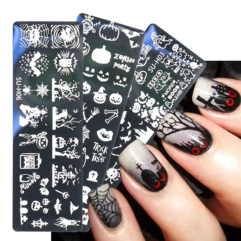 

6Pcs Stamping Plates Set Halloween Nail Art Decorations Nail Templates Tool