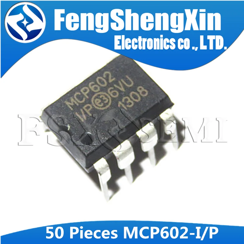 

50pcs/lot MCP602-I/P DIP-8 MCP602I/P MCP602 2.7V to 6.0V Single Supply CMOS Op Amps