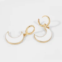 vg 6ym popular dripping oil moon drop earrings for women simple golden dangle earring fashion jewelry accessories drop shipping