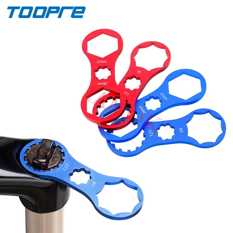 

TOOPRE Mountain Bike Red/Blue Fork Shoulder Cover Wrench 12/14g Iamok Aluminium Alloy Removal Tool Ultra Light Bicycle Parts