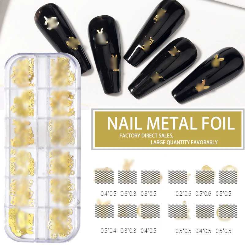 

12 Grid Mixed K Sequin Alloy Lucky Leaf Rabbit Other Sensitive Words Ultra-thin Computer Film Japanese Nail Jewelry Nail Art Hot
