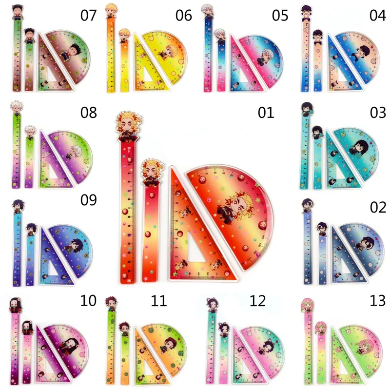 

Demon Slayer's Blade Anime Ruler Set Student Cartoon Ruler School Supplies School Stationery