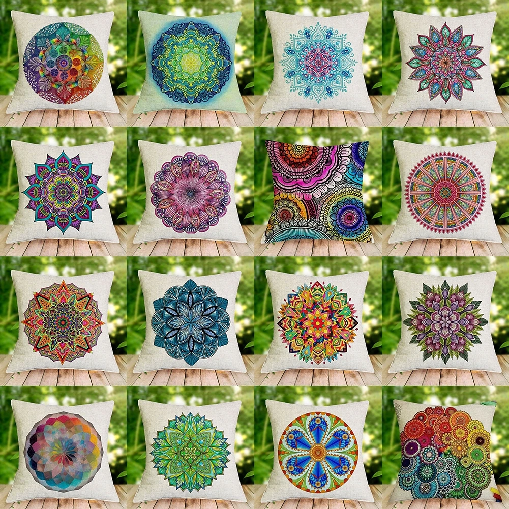 

Boho Ethnic Mandala Pillowcase Cotton Linen Throw Cushion Cover Pillow Case Sofa Car Home Decor 45x45cm