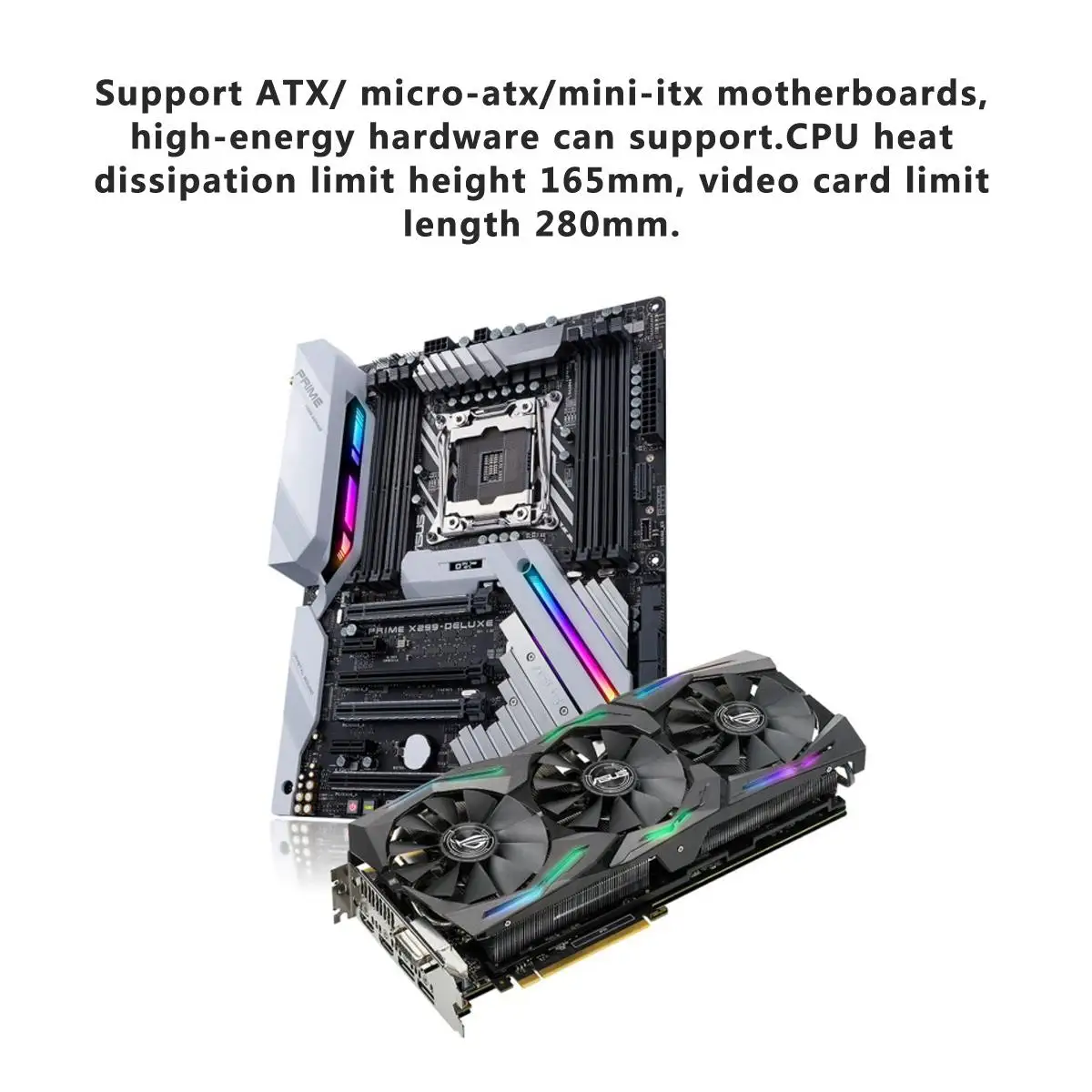 Электрический чехол для ПК с Rgb светильник Акриловая боковая плата 3SSD 1HDD ATX/MATX/ITX 8 вентиляторов 280 мм видеокарта 397*197*423 мм